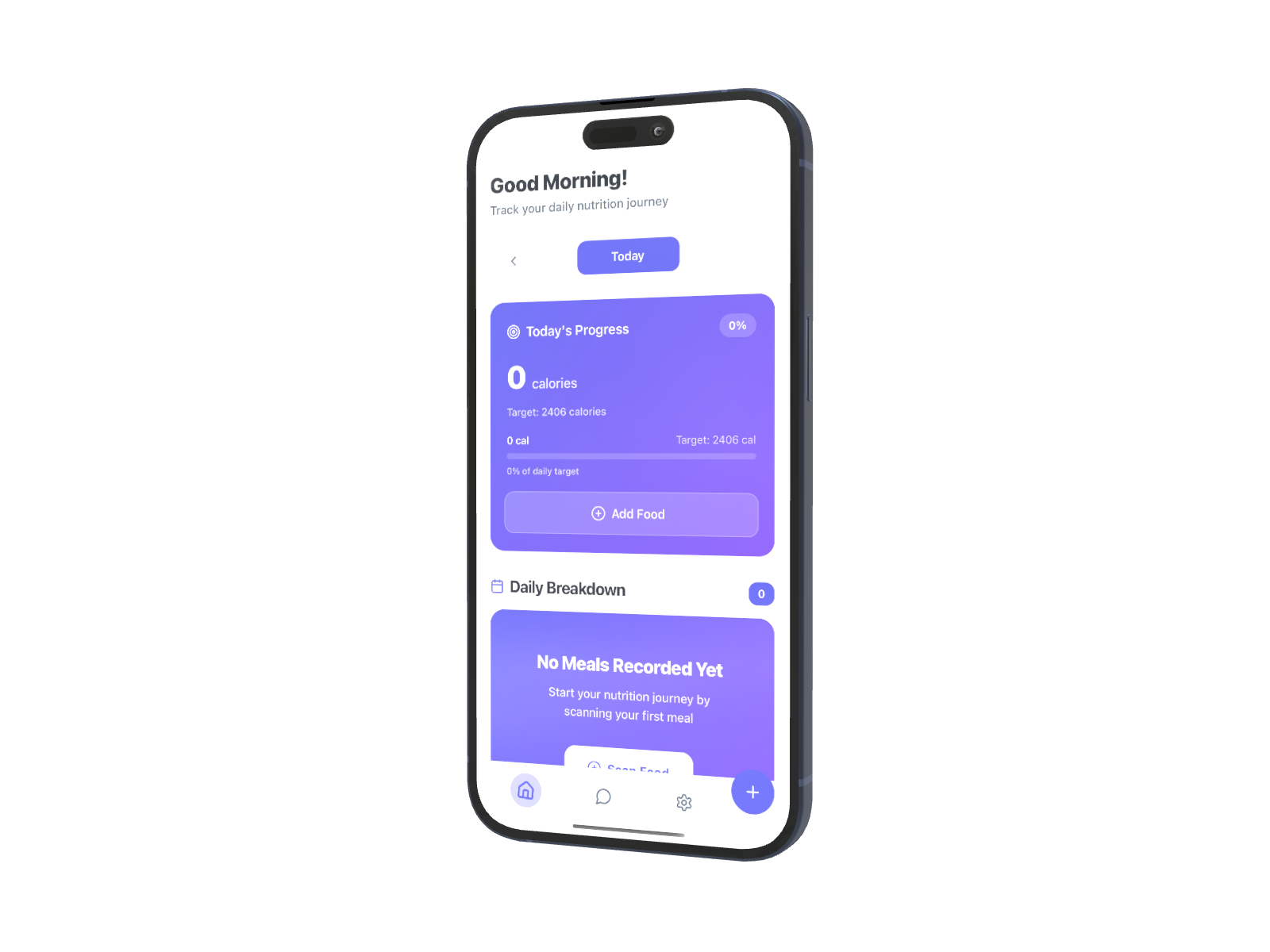 NutriNex mobile app interface showing AI food recognition and nutrition tracking features
